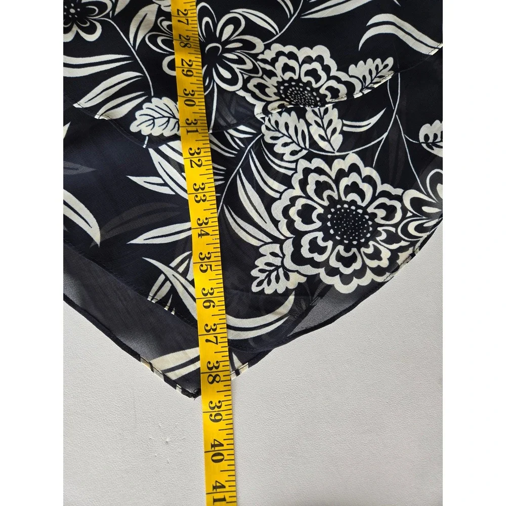 Donna Ricco Black White Floral Asymmetrical Bias Slip Midaxi Skirt 16W Y2K 90s
